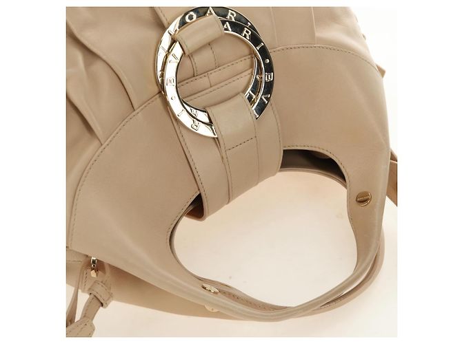 Bulgari Borsa BVLGARI Chandra in Pelle 2way Beige Gold Auth 184697A D'oro - vista 7