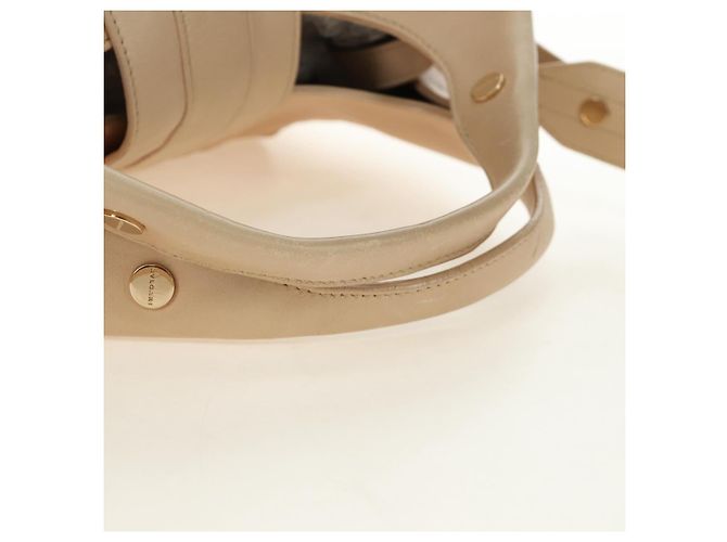 Bulgari Borsa BVLGARI Chandra in Pelle 2way Beige Gold Auth 184697A D'oro - vista 8