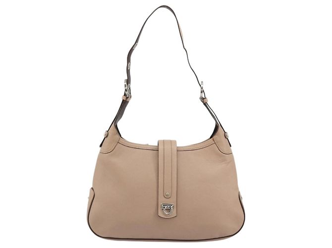 Borsa a Spalla Salvatore Ferragamo Gancini in Pelle Rosa Argento Auth 185154A - vista 13