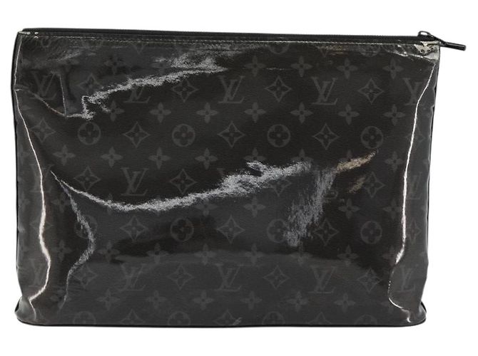 LOUIS VUITTON Monogram Eclipse Glaze Pochette Cosmos Black M63373 Auth BA13371 Nero - vista 2