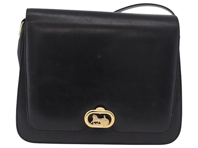 Céline Borsa a Spalla CELINE Horse Carriage in Pelle Nera e Oro Auth 185494 Nero D'oro - vista 13
