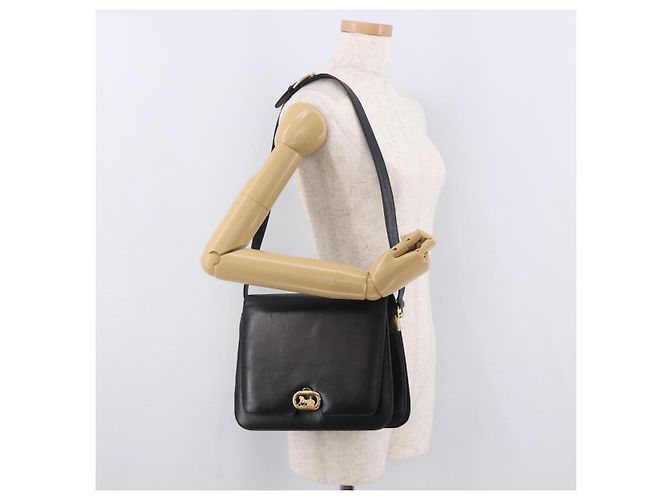 Céline Borsa a Spalla CELINE Horse Carriage in Pelle Nera e Oro Auth 185494 Nero D'oro - vista 25