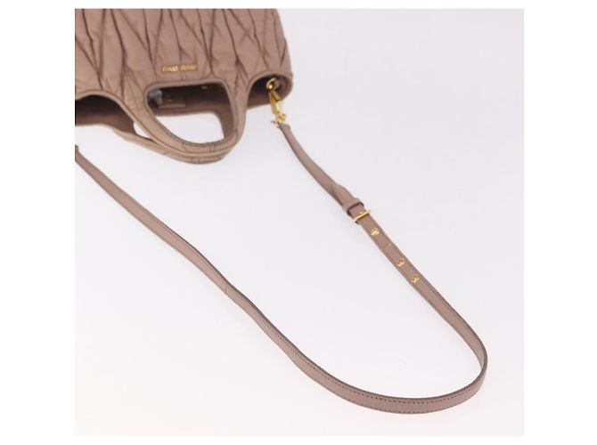 Borsa Miu Miu Matelasse in pelle 2way Beige Gold Auth 185023 D'oro - vista 10