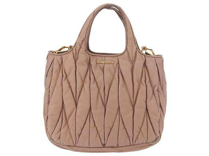 Borsa Miu Miu Matelasse in pelle 2way Beige Gold Auth 185023 D'oro - vista 13