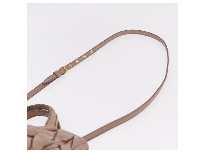 Borsa Miu Miu Matelasse in pelle 2way Beige Gold Auth 185023 D'oro - vista 15