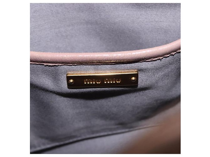 Borsa Miu Miu Matelasse in pelle 2way Beige Gold Auth 185023 D'oro - vista 21