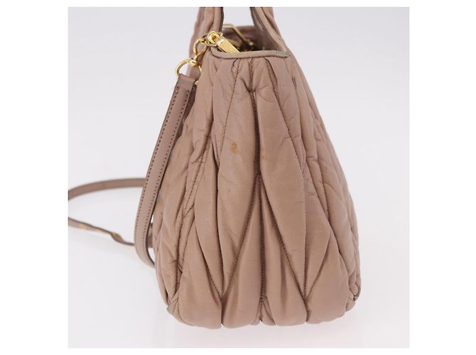 Borsa Miu Miu Matelasse in pelle 2way Beige Gold Auth 185023 D'oro - vista 4
