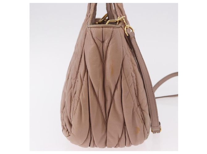 Borsa Miu Miu Matelasse in pelle 2way Beige Gold Auth 185023 D'oro - vista 6