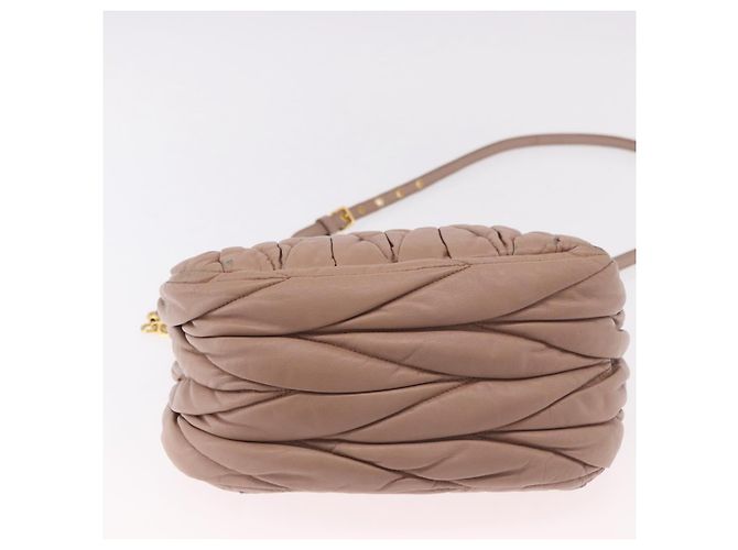 Borsa Miu Miu Matelasse in pelle 2way Beige Gold Auth 185023 D'oro - vista 7