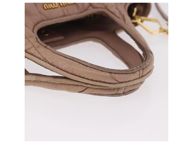 Borsa Miu Miu Matelasse in pelle 2way Beige Gold Auth 185023 D'oro - vista 8