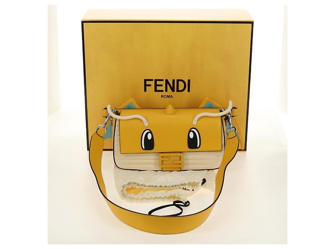 FENDI Dragonite FENDIxFRGMTxPOKMON Mamma Baguette Bag Leather Auth 167404SM Argento Giallo - vista 12