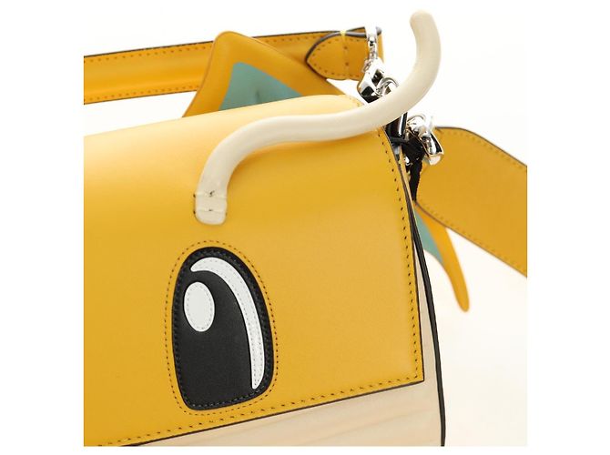 FENDI Dragonite FENDIxFRGMTxPOKMON Mamma Baguette Bag Leather Auth 167404SM Argento Giallo - vista 23