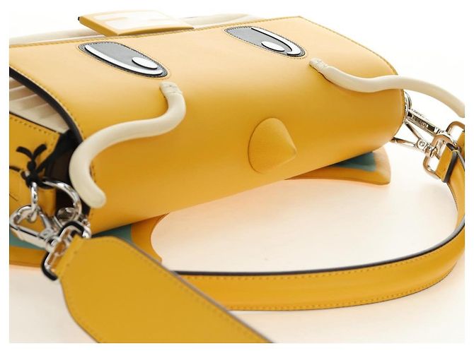 FENDI Dragonite FENDIxFRGMTxPOKMON Mamma Baguette Bag Leather Auth 167404SM Argento Giallo - vista 6