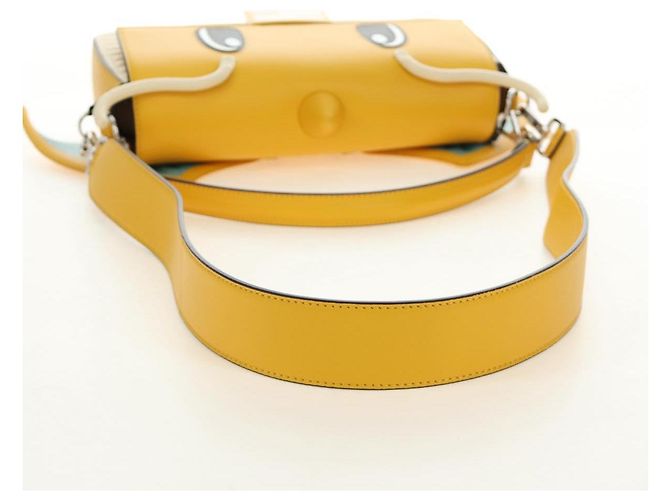 FENDI Dragonite FENDIxFRGMTxPOKMON Mamma Baguette Bag Leather Auth 167404SM Argento Giallo - vista 8