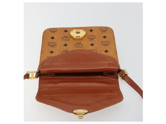 Borsa a Spalla MCM Vicetos Logogram PVC Pelle Marrone Oro Auth 184502 D'oro - vista 11