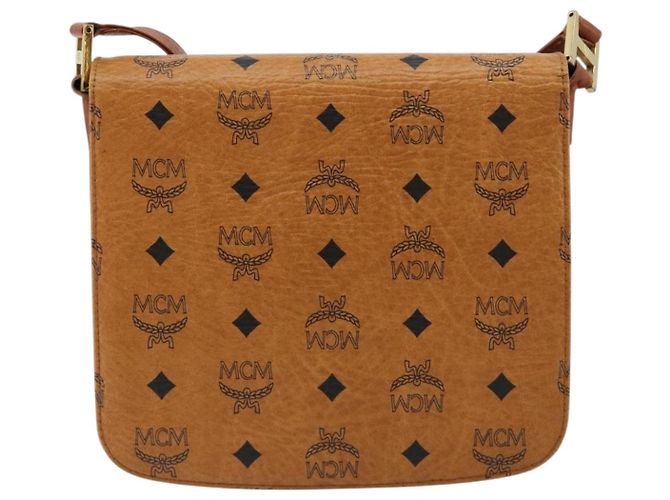 Borsa a Spalla MCM Vicetos Logogram PVC Pelle Marrone Oro Auth 184502 D'oro - vista 2