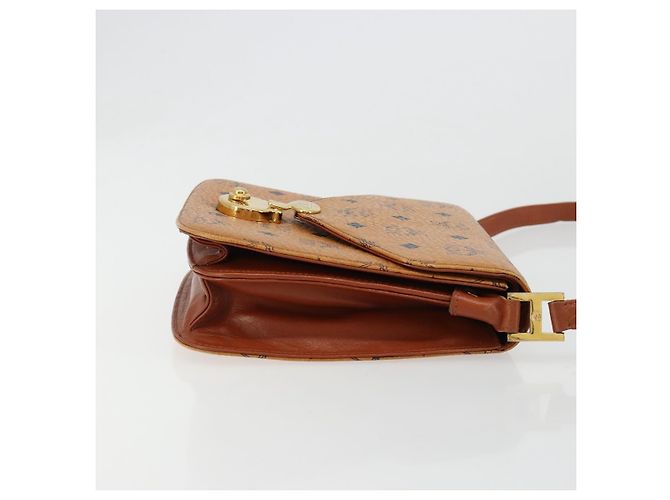 Borsa a Spalla MCM Vicetos Logogram PVC Pelle Marrone Oro Auth 184502 D'oro - vista 3
