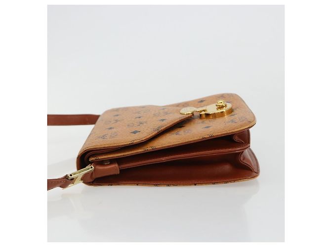 Borsa a Spalla MCM Vicetos Logogram PVC Pelle Marrone Oro Auth 184502 D'oro - vista 4