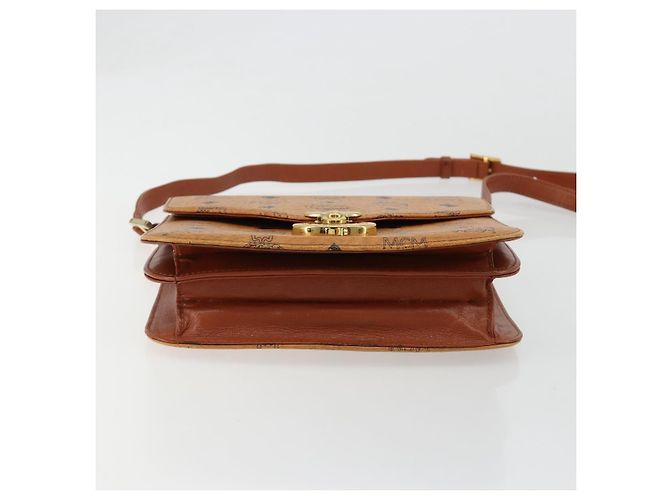 Borsa a Spalla MCM Vicetos Logogram PVC Pelle Marrone Oro Auth 184502 D'oro - vista 5