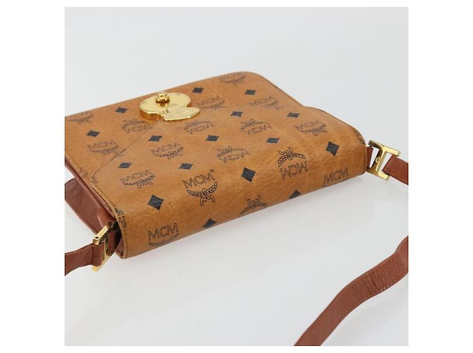 Borsa a Spalla MCM Vicetos Logogram PVC Pelle Marrone Oro Auth 184502 D'oro - vista 6