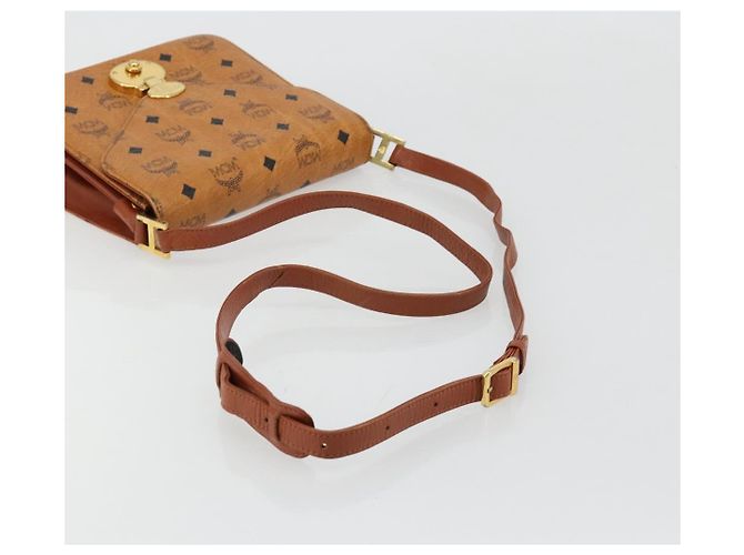 Borsa a Spalla MCM Vicetos Logogram PVC Pelle Marrone Oro Auth 184502 D'oro - vista 7