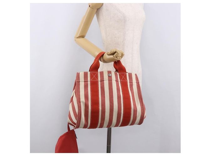 Hermès Borsa HERMES Cannes in tela rosso argento 184181A - vista 24