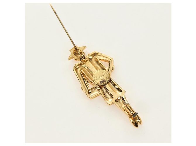 Spilla CHANEL Mademoiselle metall Gold Tone CC Auth 184687V - vista 11