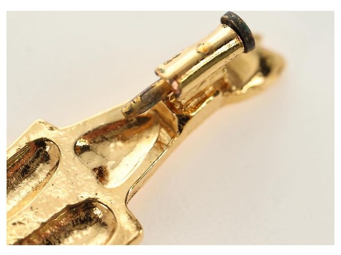 Spilla CHANEL Mademoiselle metall Gold Tone CC Auth 184687V - vista 12