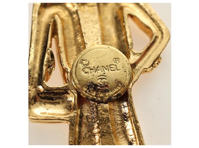 Spilla CHANEL Mademoiselle metall Gold Tone CC Auth 184687V - vista 14