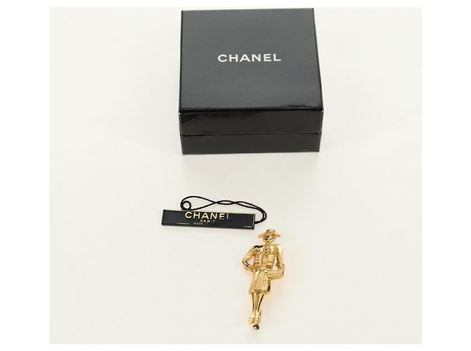 Spilla CHANEL Mademoiselle metall Gold Tone CC Auth 184687V - vista 15