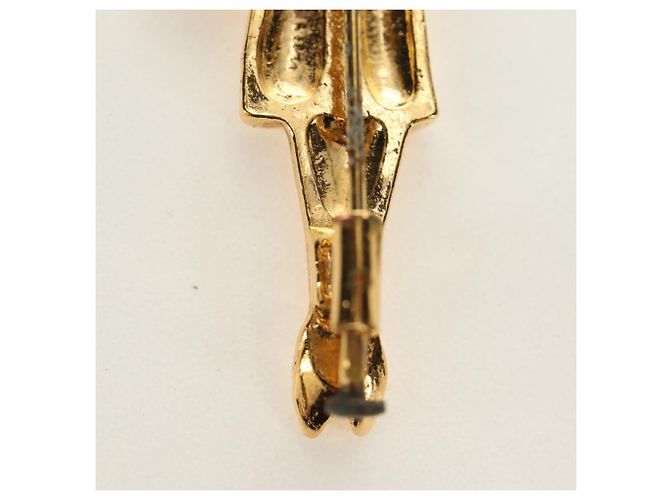Spilla CHANEL Mademoiselle metall Gold Tone CC Auth 184687V - vista 7