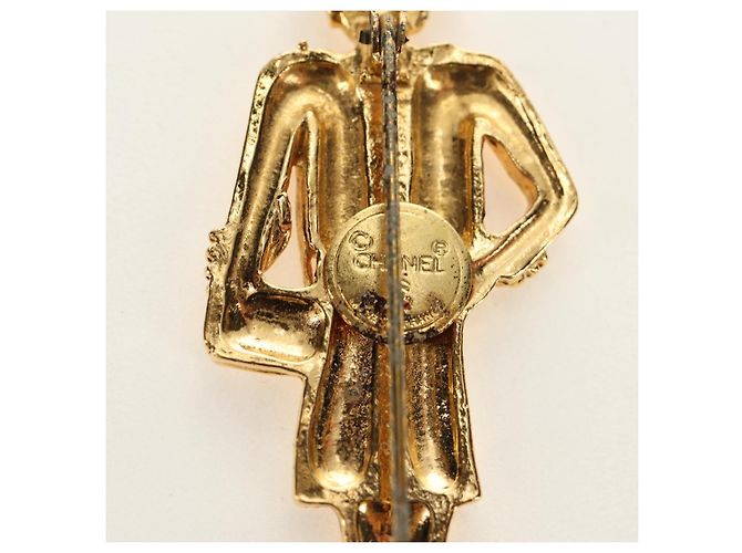 Spilla CHANEL Mademoiselle metall Gold Tone CC Auth 184687V - vista 8