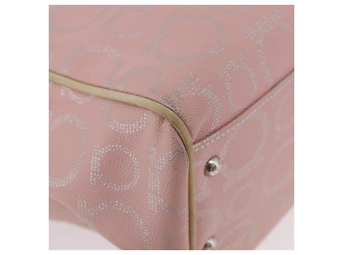 Borsa Salvatore Ferragamo Gancini in Pelle e PVC Rosa Argento Auth BA13376 - vista 10