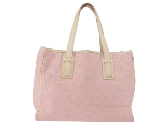 Borsa Salvatore Ferragamo Gancini in Pelle e PVC Rosa Argento Auth BA13376 - vista 13