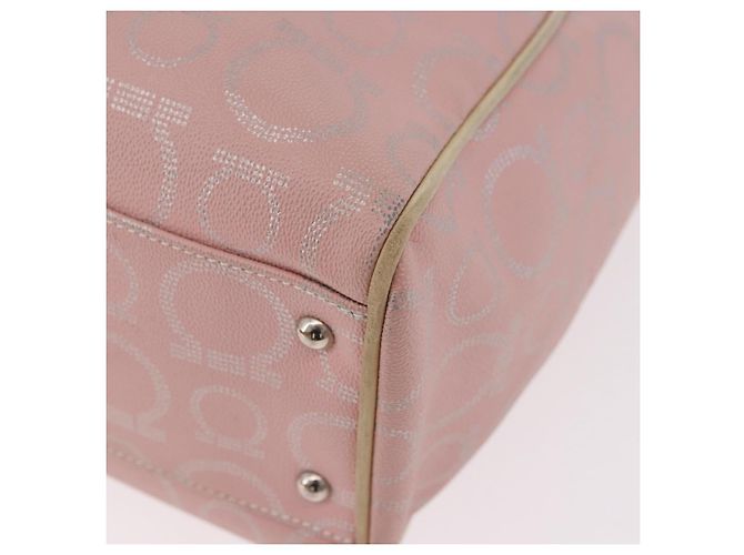 Borsa Salvatore Ferragamo Gancini in Pelle e PVC Rosa Argento Auth BA13376 - vista 14