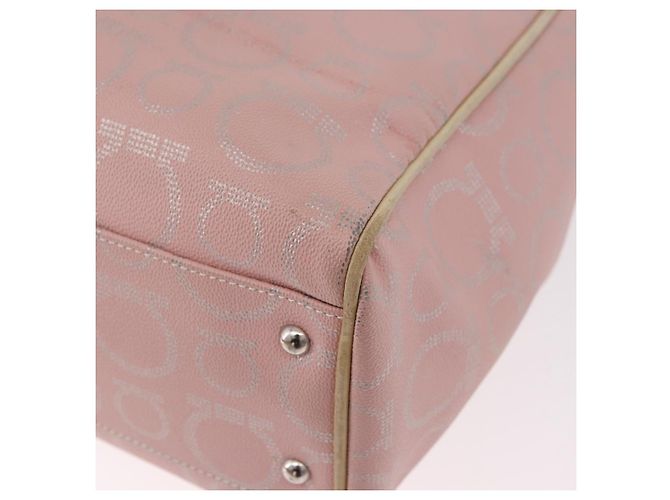 Borsa Salvatore Ferragamo Gancini in Pelle e PVC Rosa Argento Auth BA13376 - vista 16