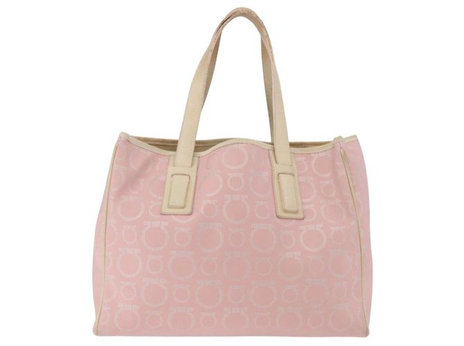 Borsa Salvatore Ferragamo Gancini in Pelle e PVC Rosa Argento Auth BA13376 - vista 2