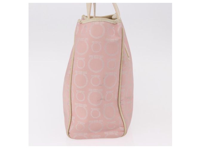 Borsa Salvatore Ferragamo Gancini in Pelle e PVC Rosa Argento Auth BA13376 - vista 4