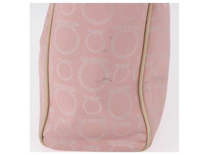 Borsa Salvatore Ferragamo Gancini in Pelle e PVC Rosa Argento Auth BA13376 - vista 5