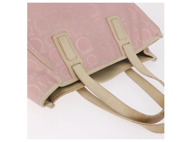 Borsa Salvatore Ferragamo Gancini in Pelle e PVC Rosa Argento Auth BA13376 - vista 7