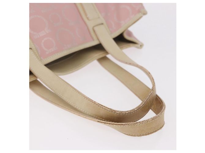 Borsa Salvatore Ferragamo Gancini in Pelle e PVC Rosa Argento Auth BA13376 - vista 8