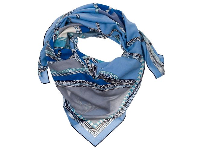 Hermès Accessorio HERMES Chale 140 in Cashmere Blu - 103606 - vista 3