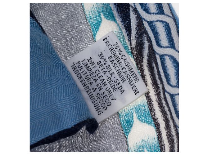 Hermès Accessorio HERMES Chale 140 in Cashmere Blu - 103606 - vista 4