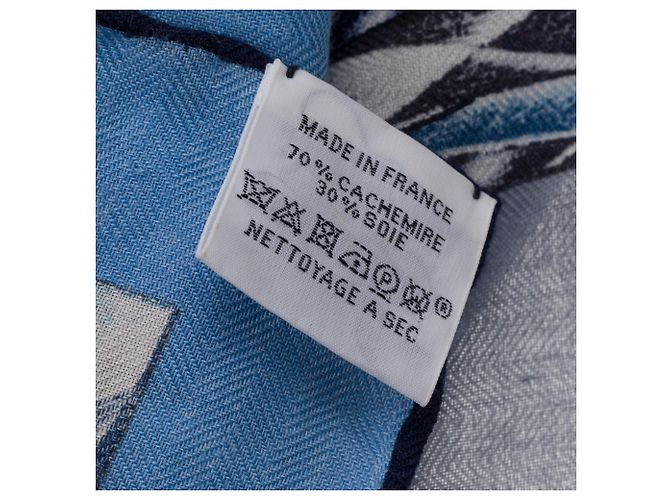 Hermès Accessorio HERMES Chale 140 in Cashmere Blu - 103606 - vista 5