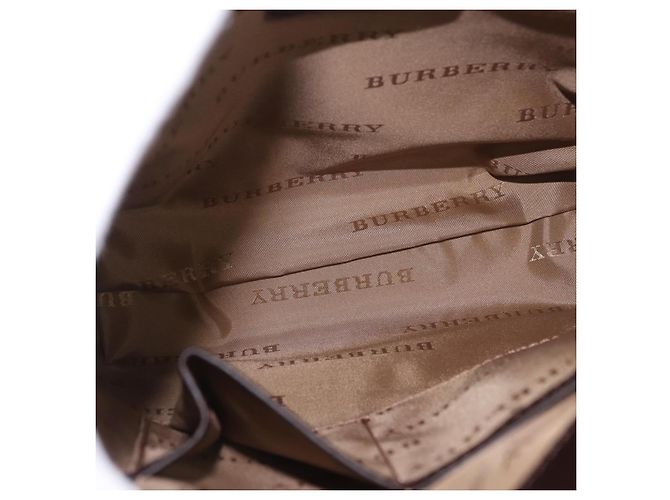 Borsa a Spalla BURBERRY Nova Check in Tela Beige Silver Auth 184474A Argento - vista 11