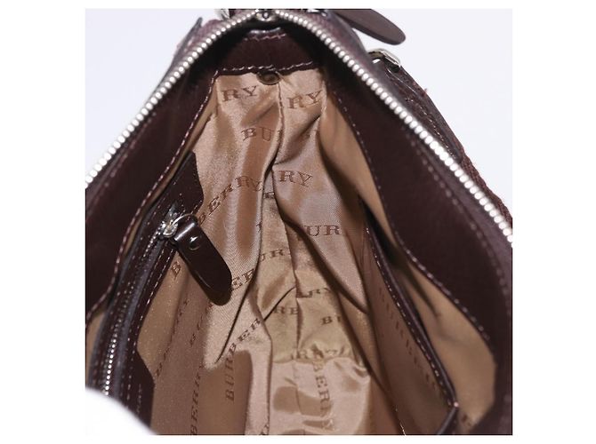 Borsa a Spalla BURBERRY Nova Check in Tela Beige Silver Auth 184474A Argento - vista 18