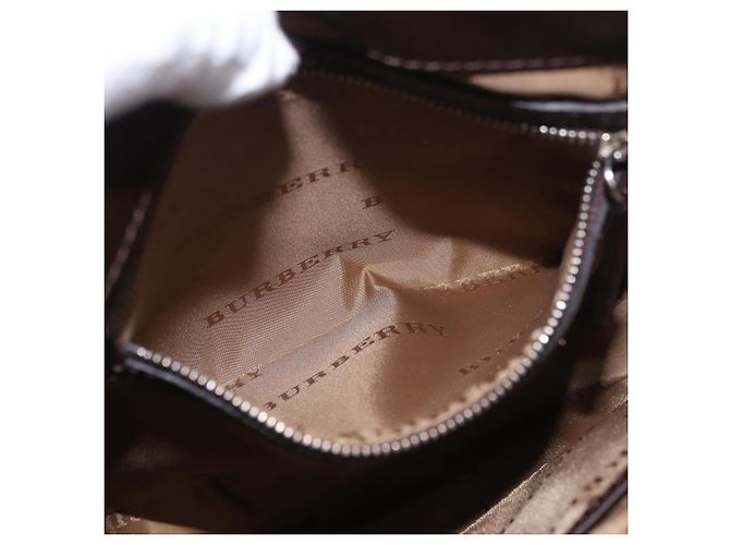 Borsa a Spalla BURBERRY Nova Check in Tela Beige Silver Auth 184474A Argento - vista 21