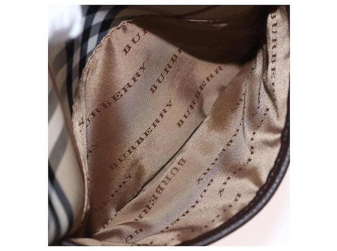 Borsa a Spalla BURBERRY Nova Check in Tela Beige Silver Auth 184474A Argento - vista 22