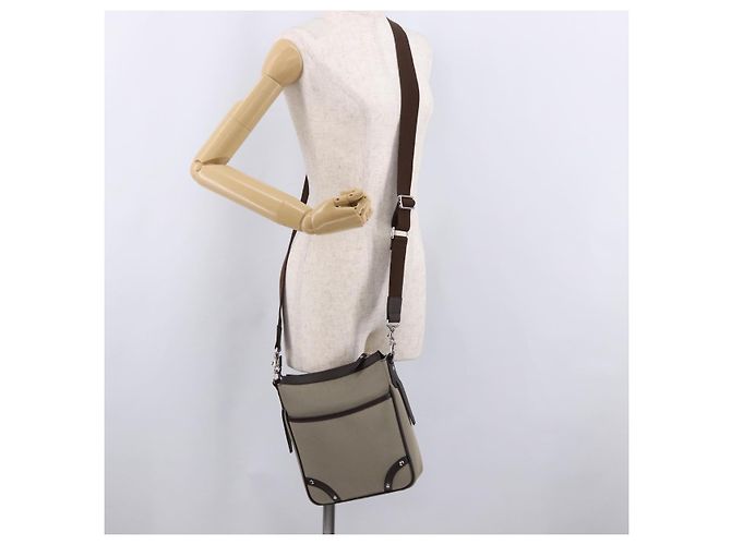 Borsa a Spalla BURBERRY Nova Check in Tela Beige Silver Auth 184474A Argento - vista 23