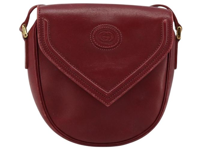 Bolsa de Ombro GUCCI em Couro Vermelho Ouro 007 261 0081 Auth BA13384 Dourado - vista 13